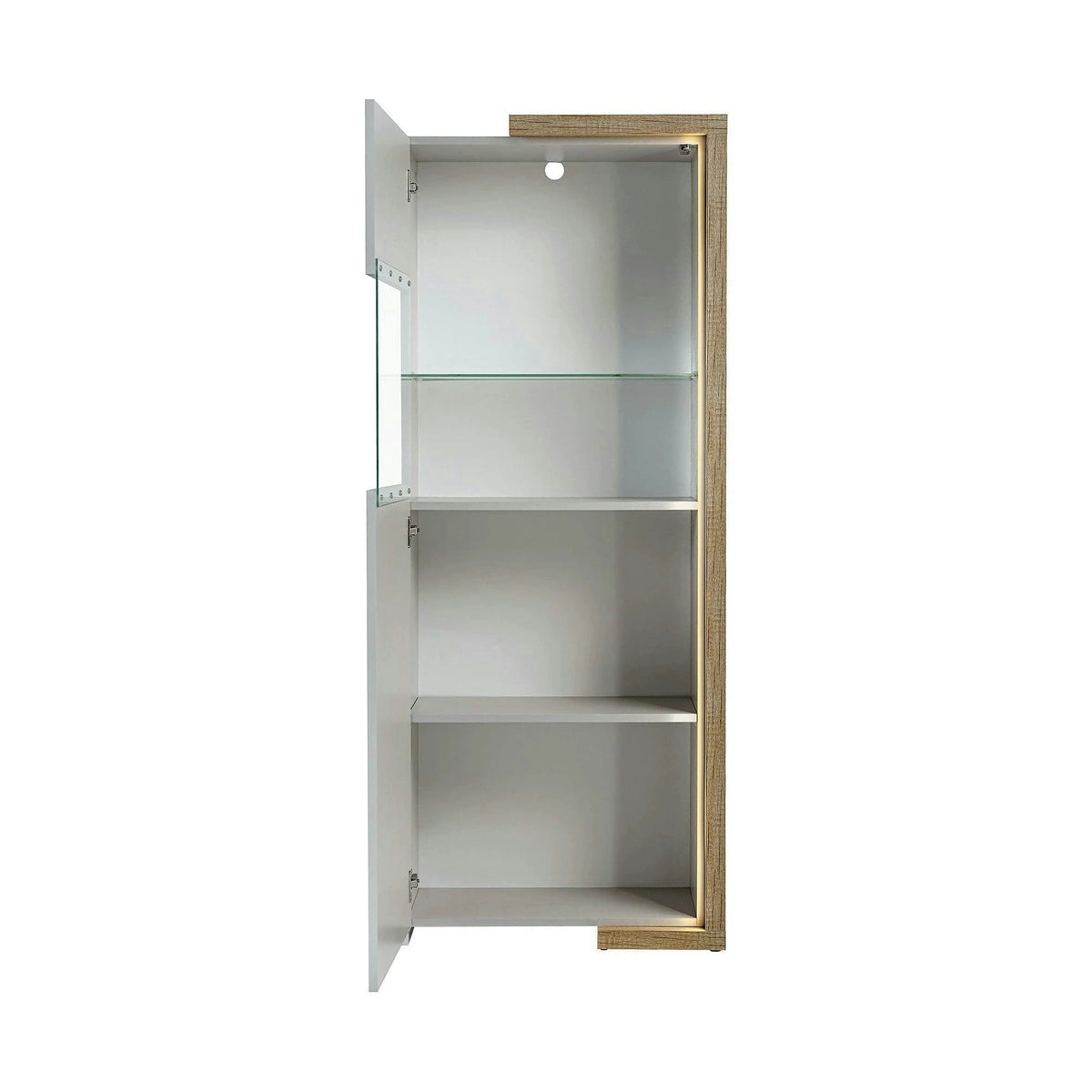 Vitrina DASAR, grej/stejar, PAL laminat/sticla, 64x40x163 cm