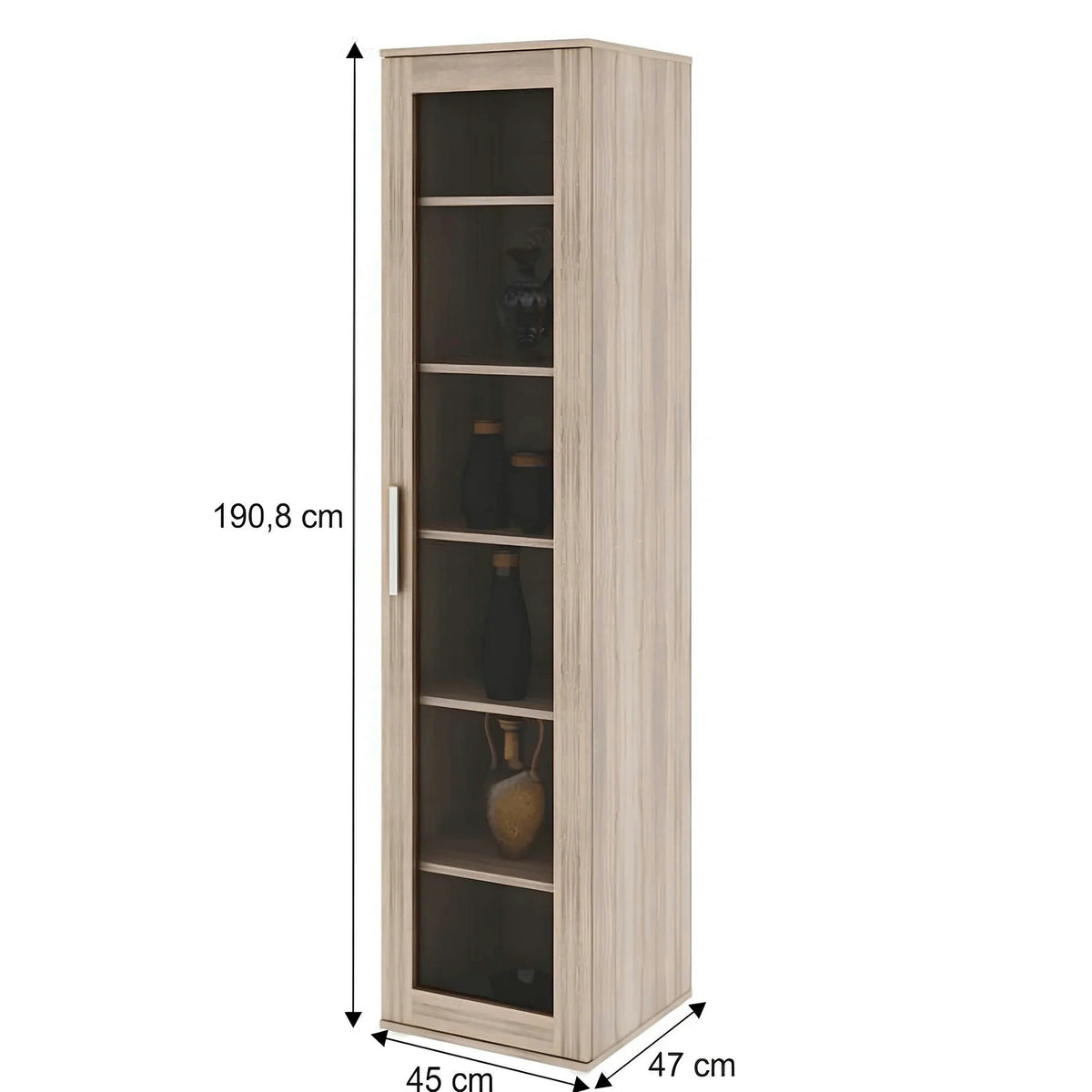 Vitrina DUNAJ Tip 4, stejar sonoma, PAL melaminat, 45x47x191 cm