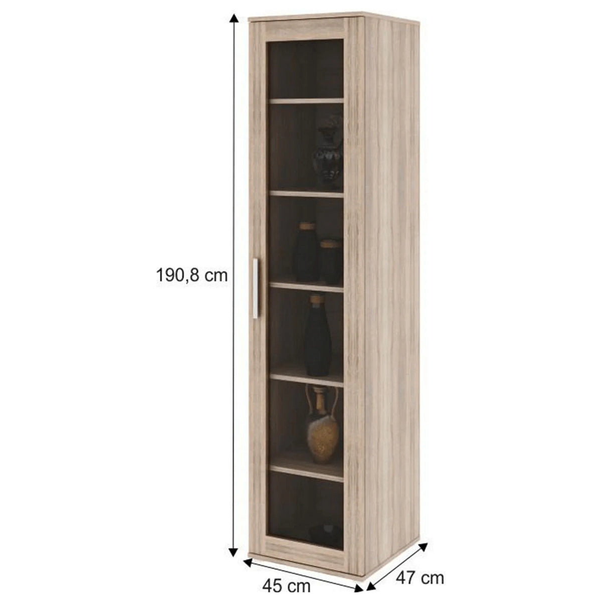 Vitrina DUNAJ Tip 4, stejar sonoma, PAL melaminat, 45x47x191 cm