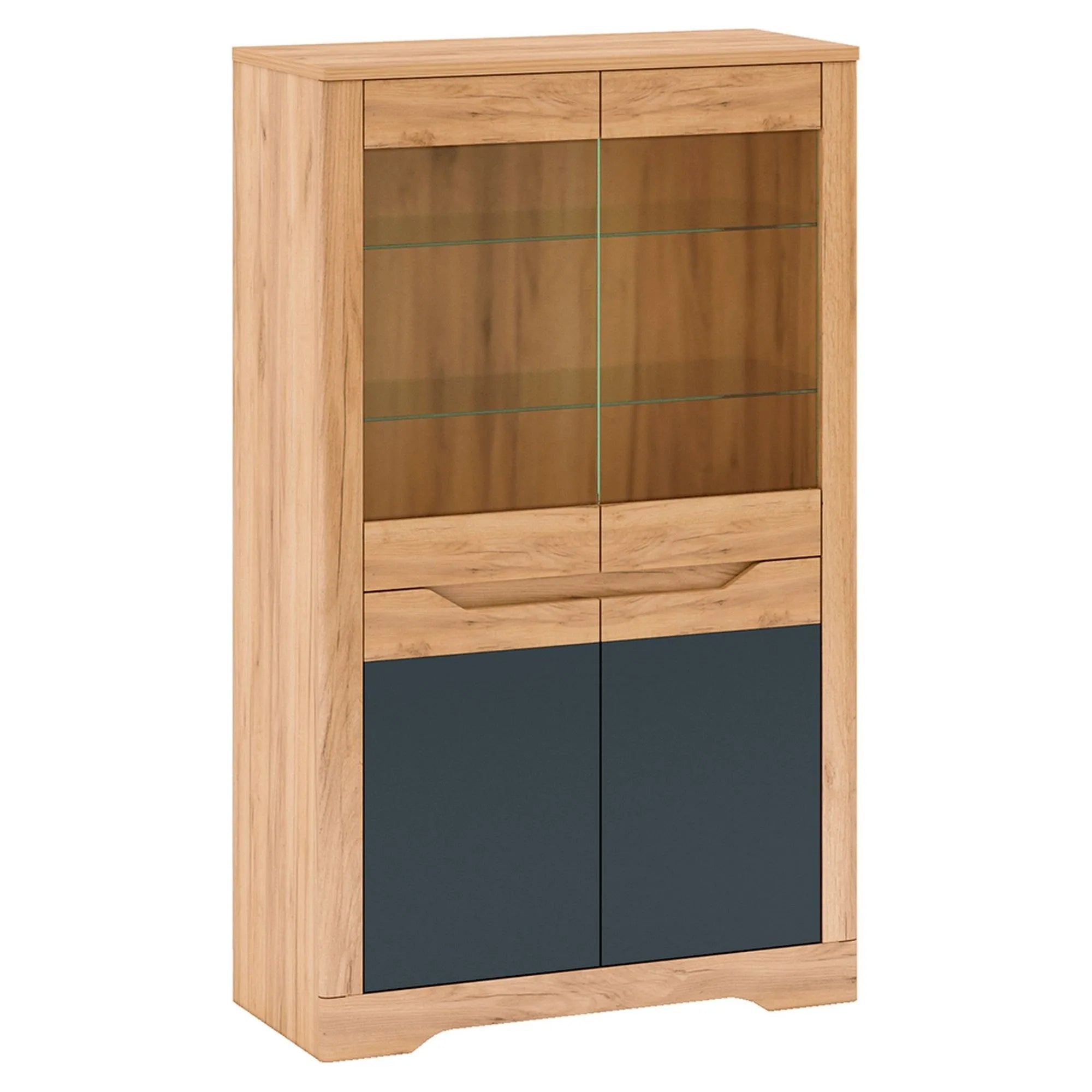 Vitrina FIDEL C, stejar artisan/gri grafit, PAL laminat, 95x42x160 cm