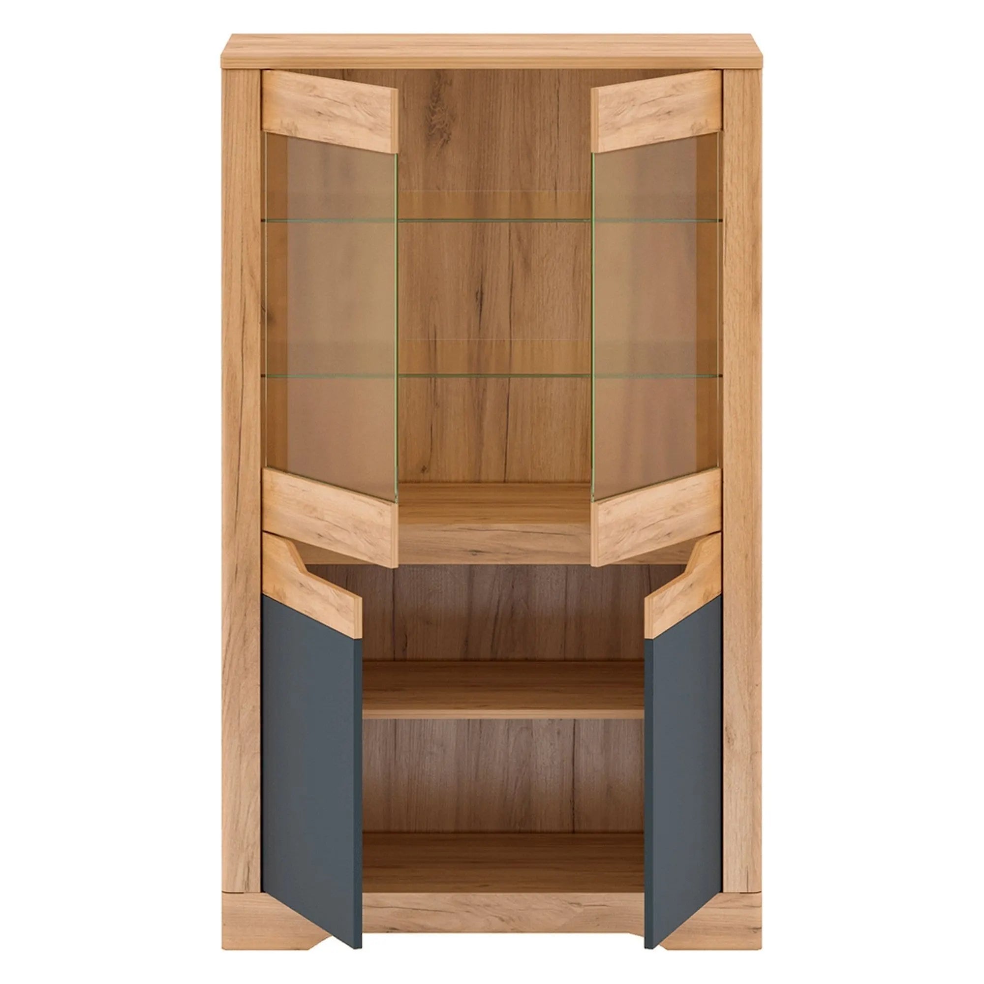 Vitrina FIDEL C, stejar artisan/gri grafit, PAL laminat, 95x42x160 cm