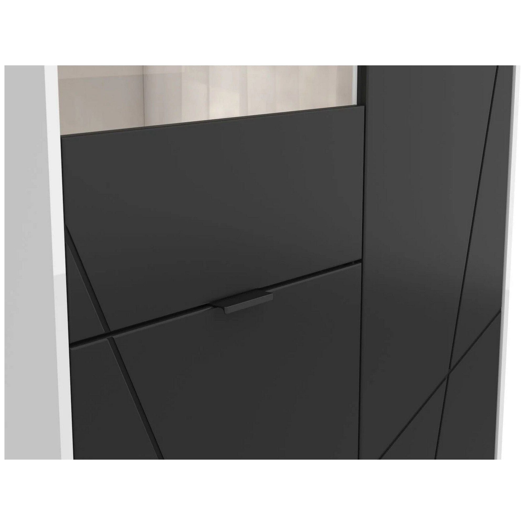 Vitrina FORN, alb lucios/negru mat, PAL melaminat/sticla securizata, 94x43x157 cm