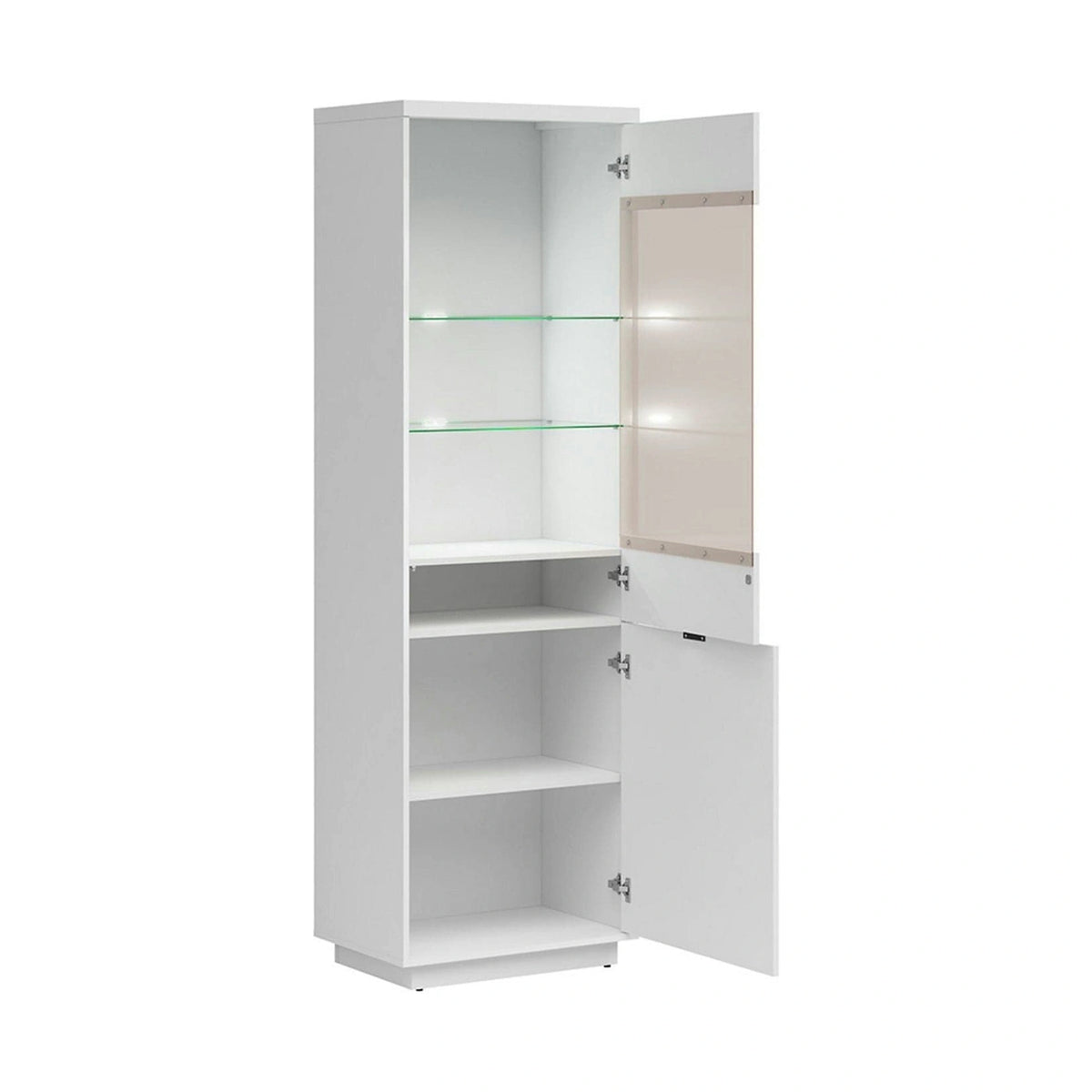 Vitrina FORN, alb lucios, PAL melaminat/sticla securizata, 64x43x201 cm