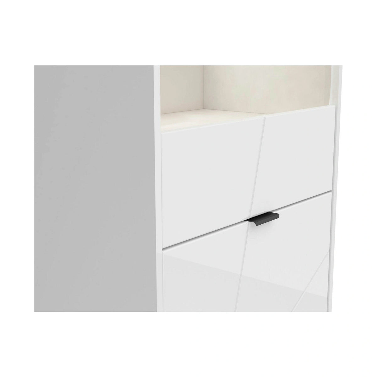 Vitrina FORN, alb lucios, PAL melaminat/sticla securizata, 64x43x201 cm