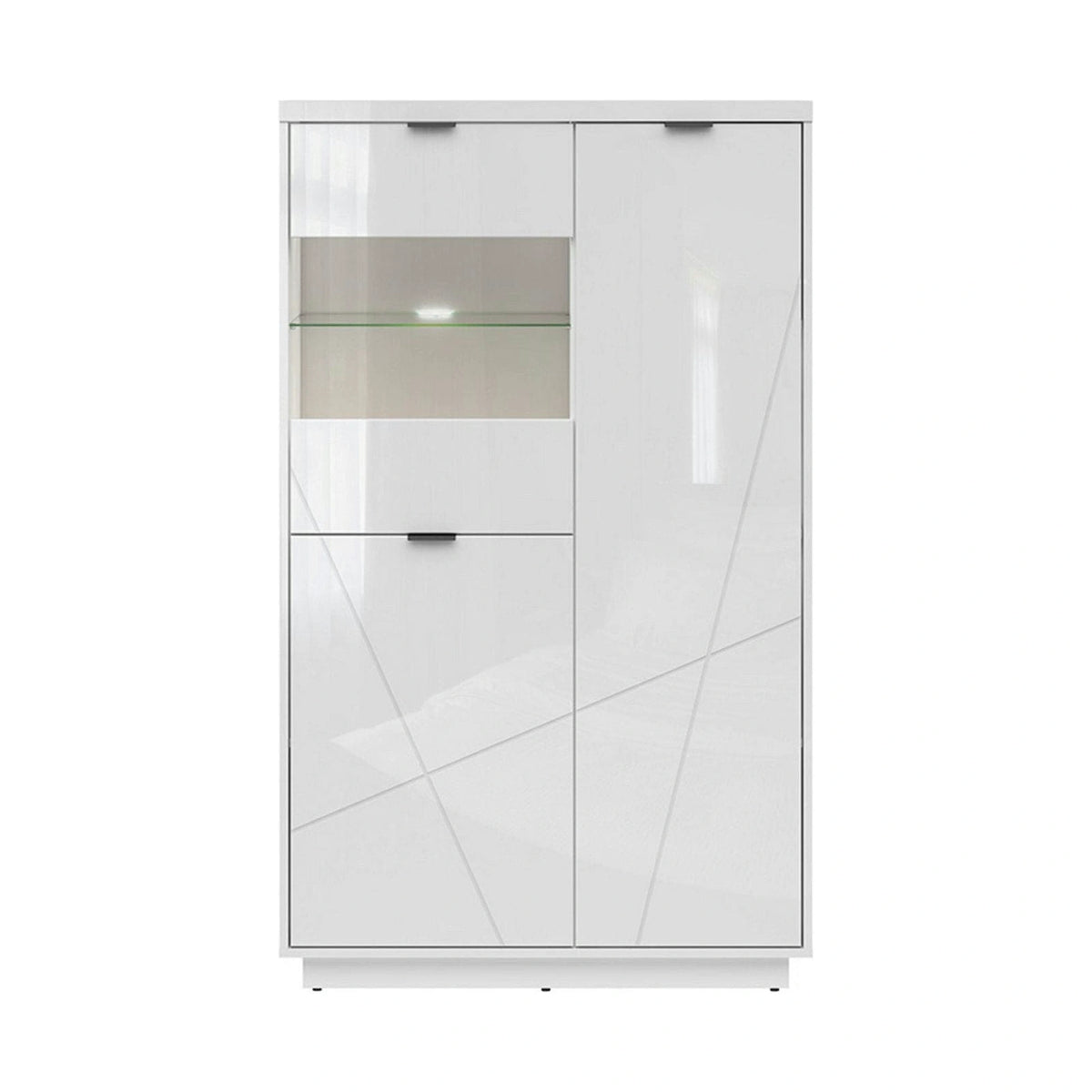 Vitrina FORN, alb lucios, PAL melaminat/sticla securizata, 94x43x157 cm