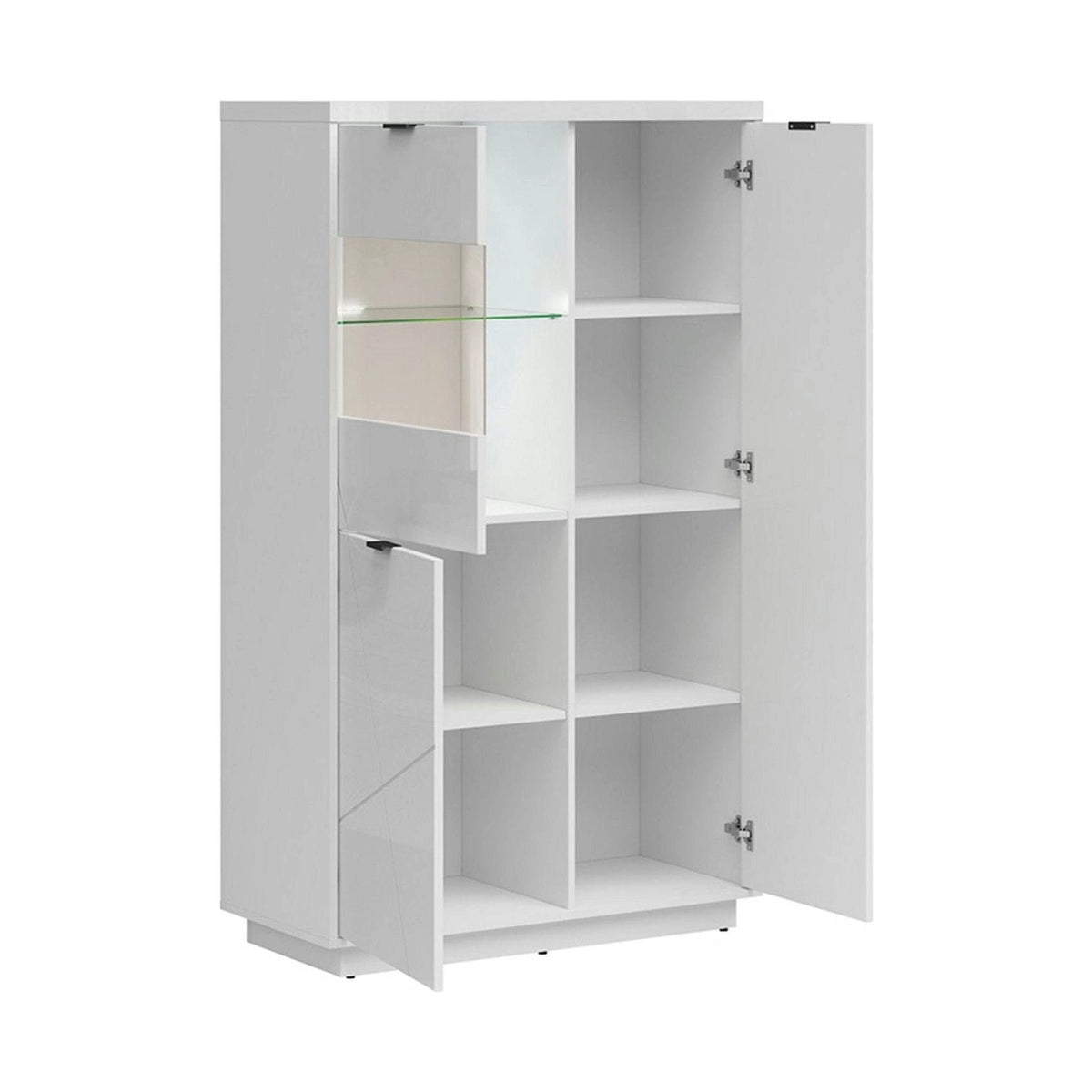 Vitrina FORN, alb lucios, PAL melaminat/sticla securizata, 94x43x157 cm