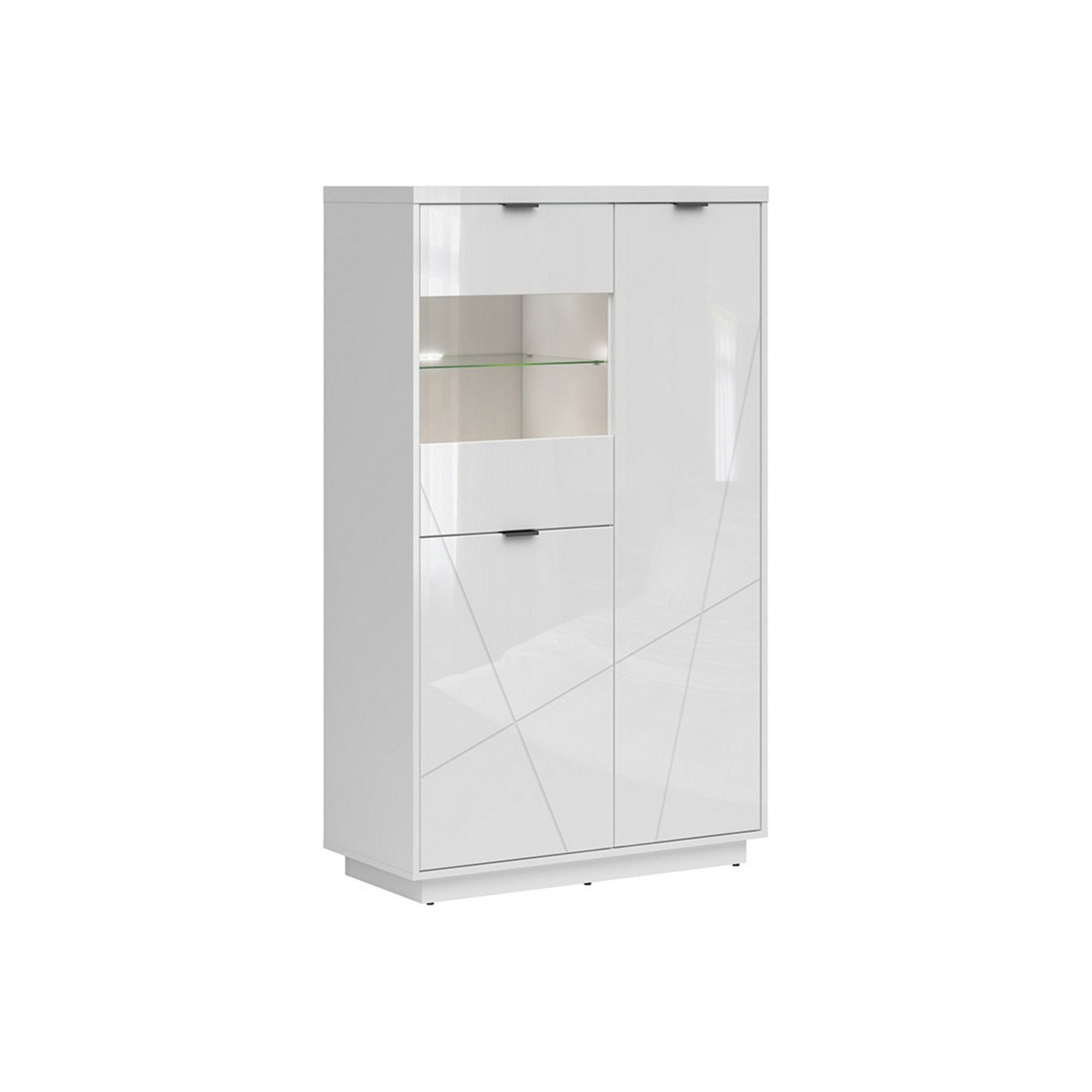 Vitrina FORN, alb lucios, PAL melaminat/sticla securizata, 94x43x157 cm