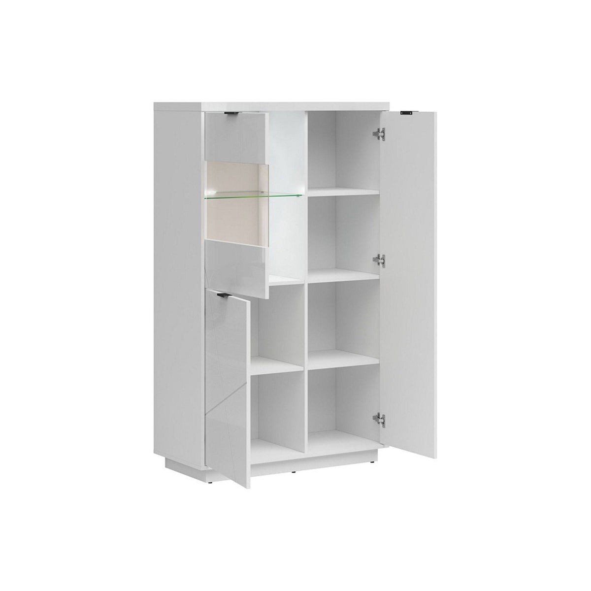 Vitrina FORN, alb lucios, PAL melaminat/sticla securizata, 94x43x157 cm