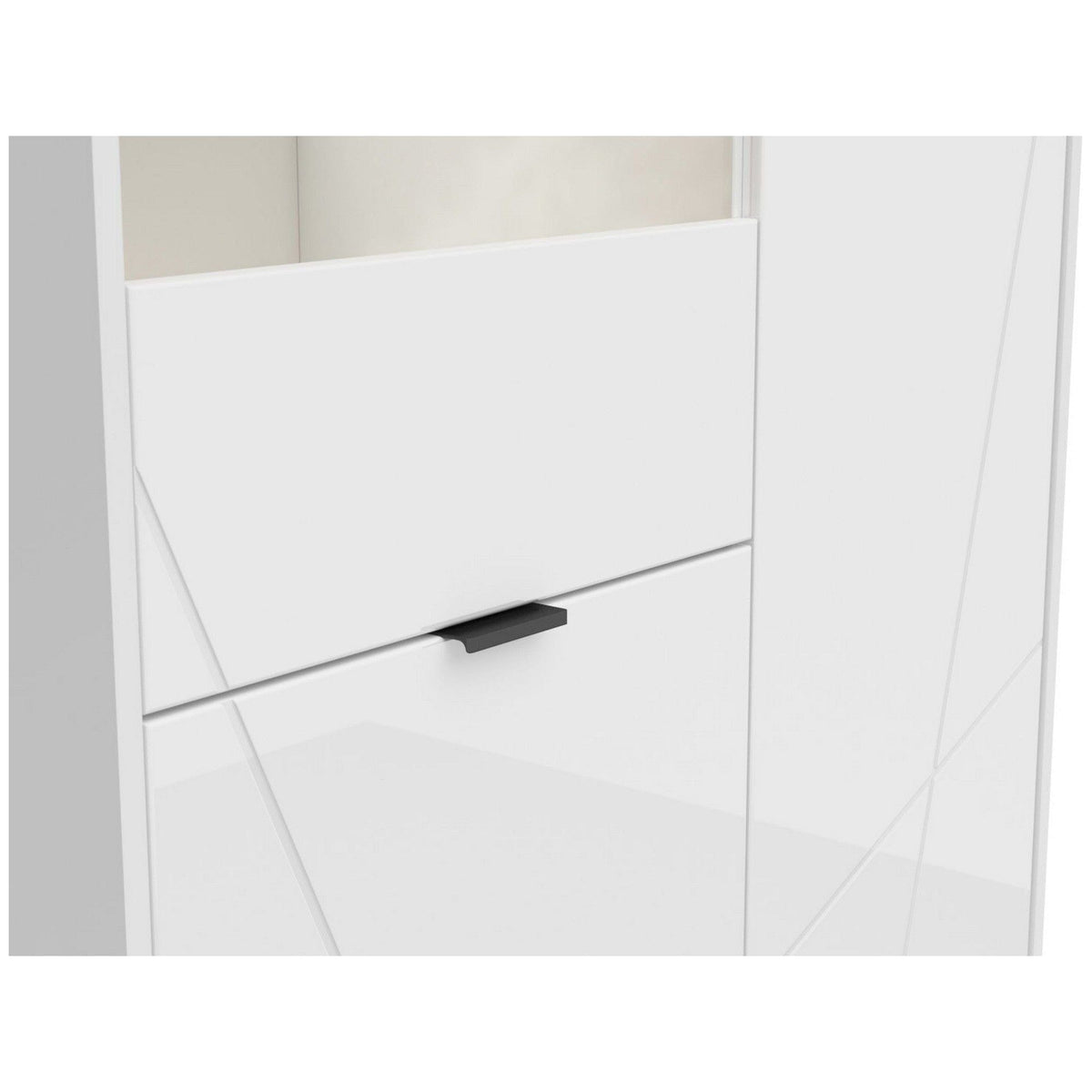 Vitrina FORN, alb lucios, PAL melaminat/sticla securizata, 94x43x157 cm