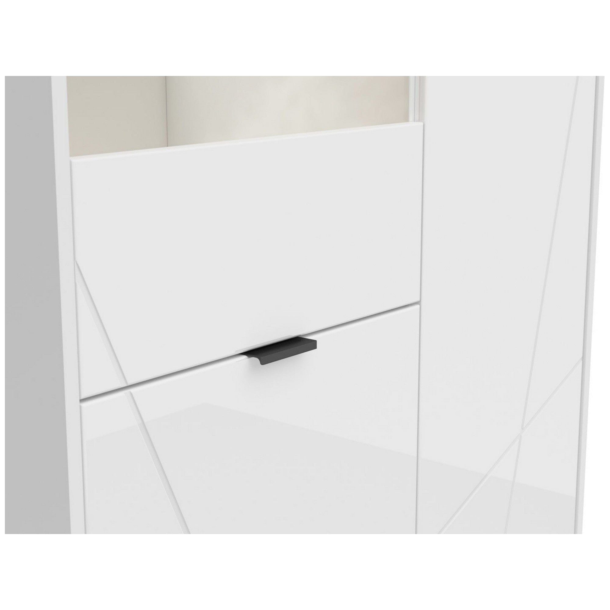 Vitrina FORN, alb lucios, PAL melaminat/sticla securizata, 94x43x157 cm