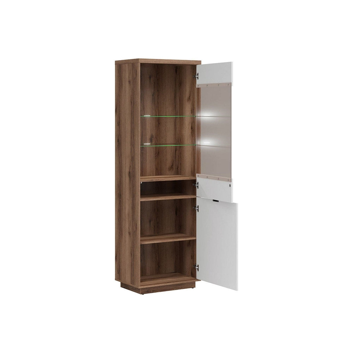 Vitrina FORN, nuc/alb lucios, PAL melaminat/sticla securizata, 64x43x201 cm