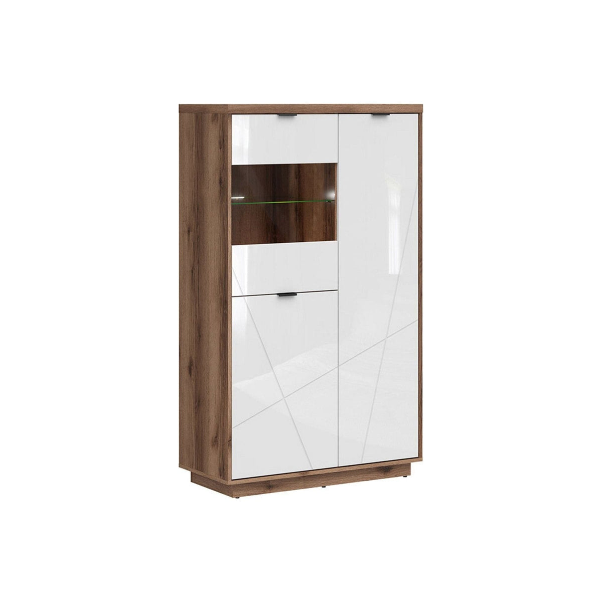 Vitrina FORN, nuc/alb lucios, PAL melaminat/sticla securizata, 94x43x157 cm