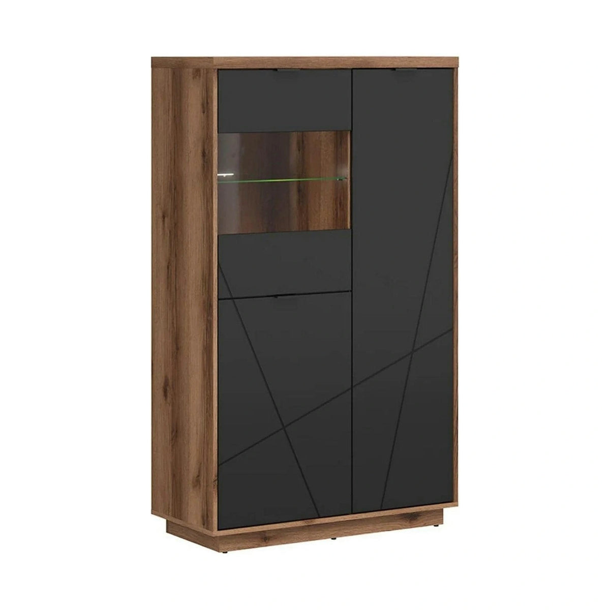 Vitrina FORN, nuc/negru mat, PAL melaminat/sticla securizata, 94x43x157 cm