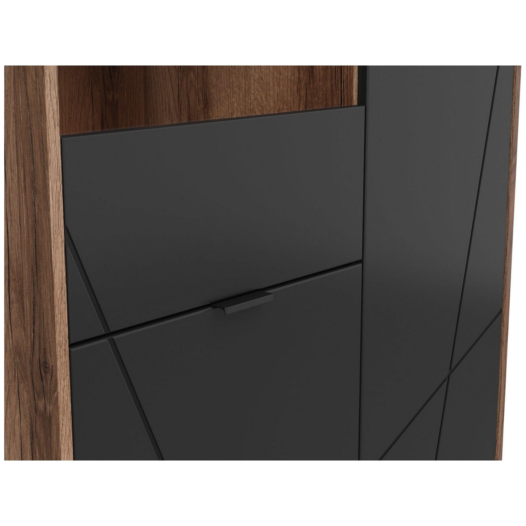 Vitrina FORN, nuc/negru mat, PAL melaminat/sticla securizata, 94x43x157 cm