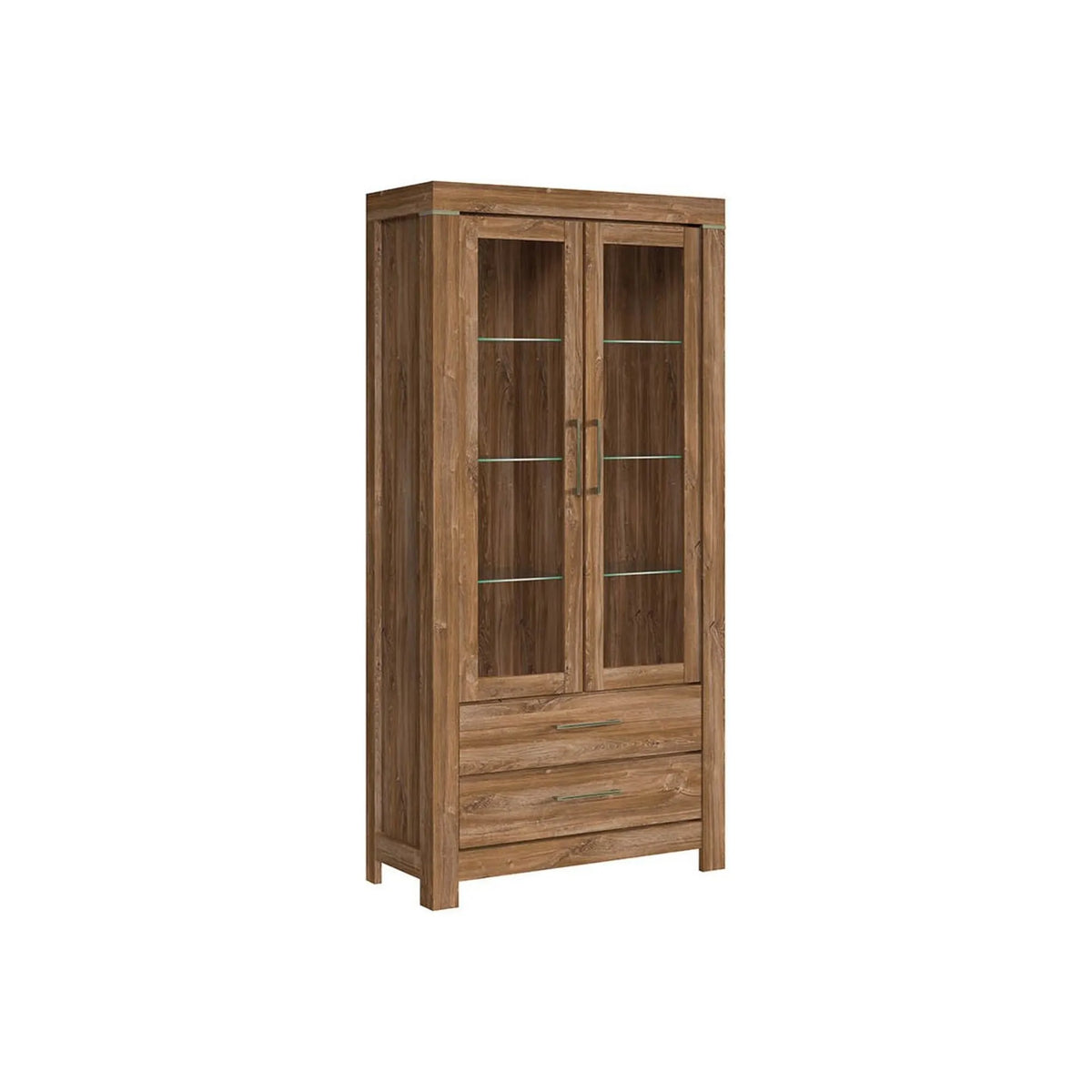 Vitrina GENT, stejar stirling, PAL laminat, cu iluminare LED, 98x42x201 cm