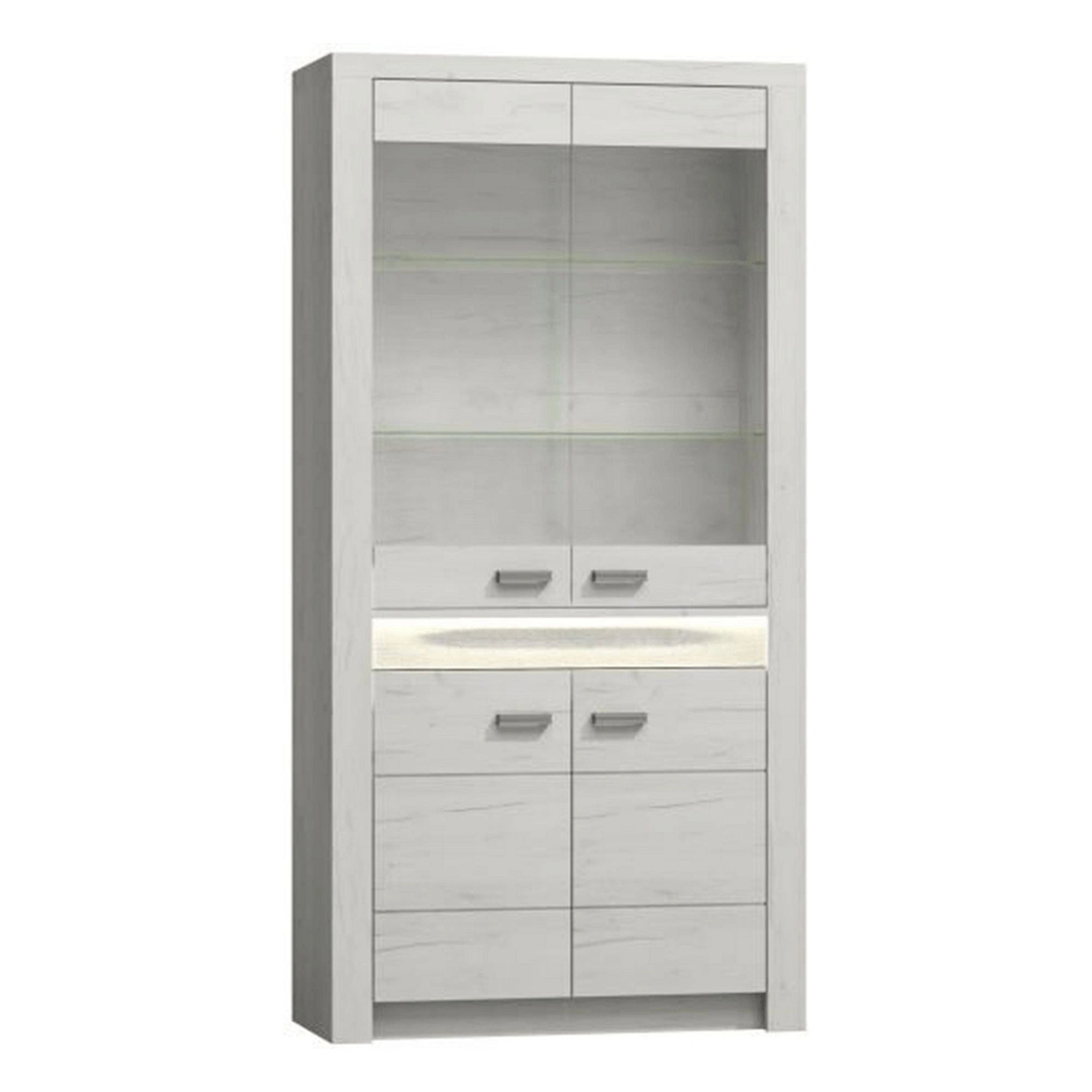 Vitrina INFINITY I-03, frasin alb, PAL melaminat/sticla, 96x42x192 cm