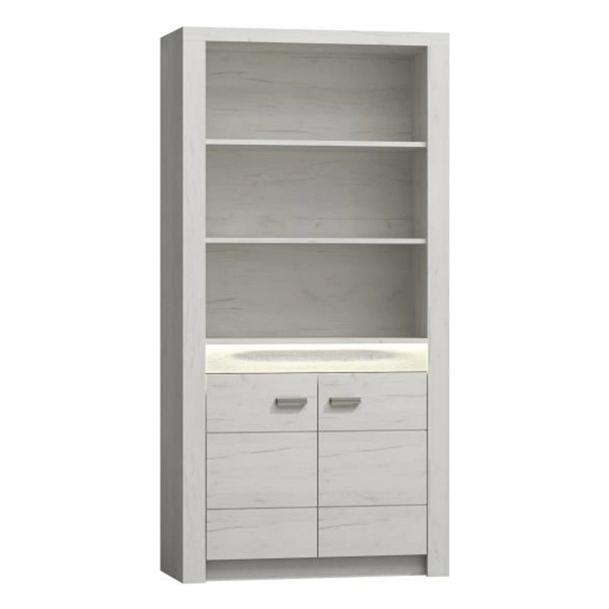 Vitrina INFINITY I-05, frasin alb, PAL melaminat, 96x42x192 cm