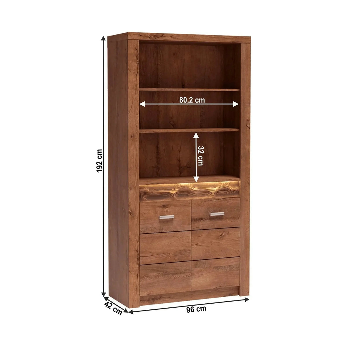 Vitrina INFINITY I-05, frasin deschis, PAL melaminat, 96x42x192 cm