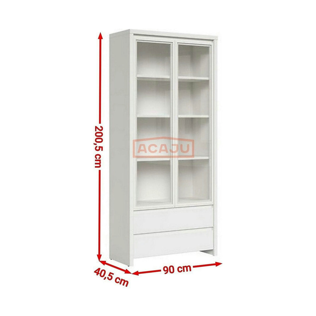Vitrina KASPIAN, alb, PAL, 90x41x201 cm