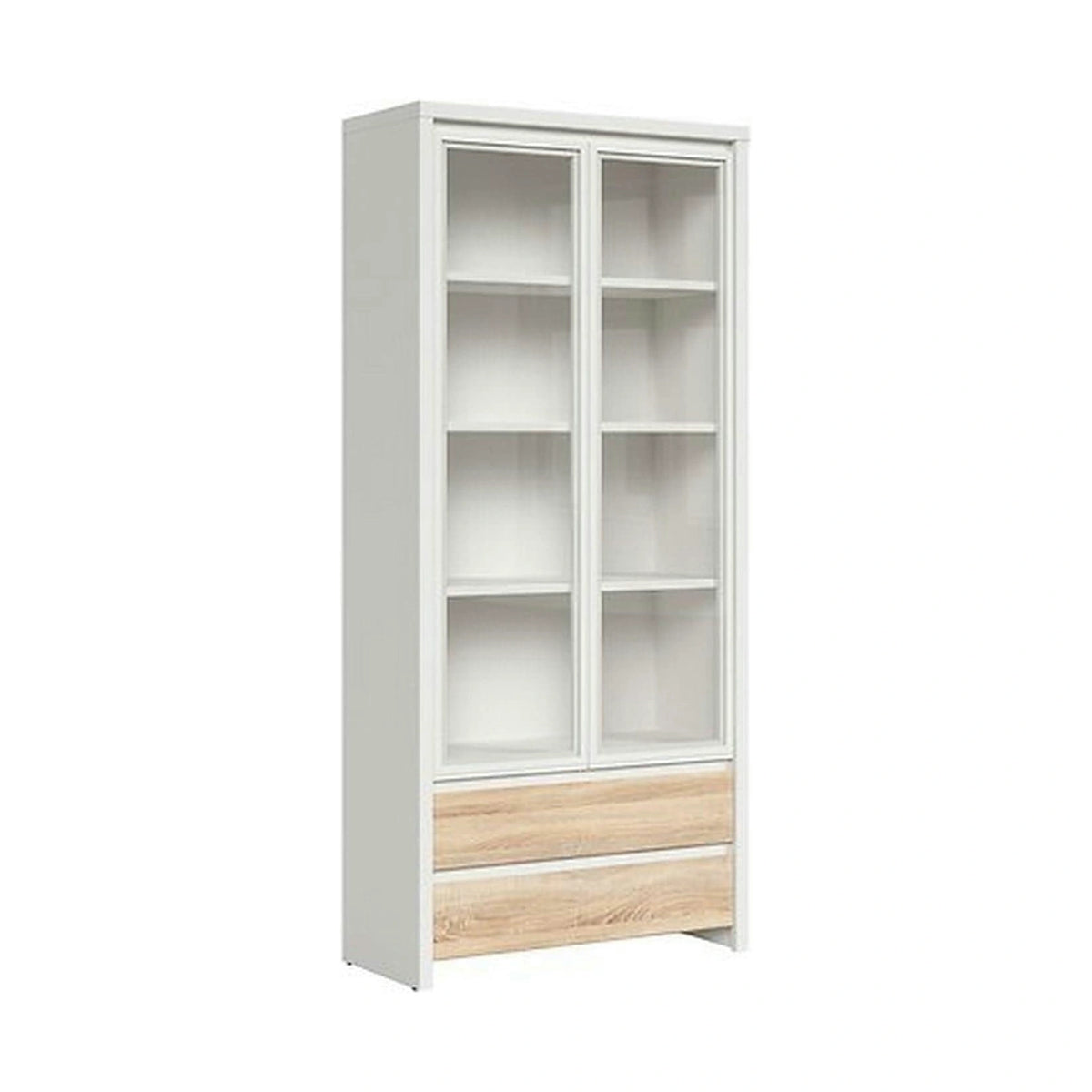 Vitrina KASPIAN, alb/stejar, PAL, 90x41x201 cm