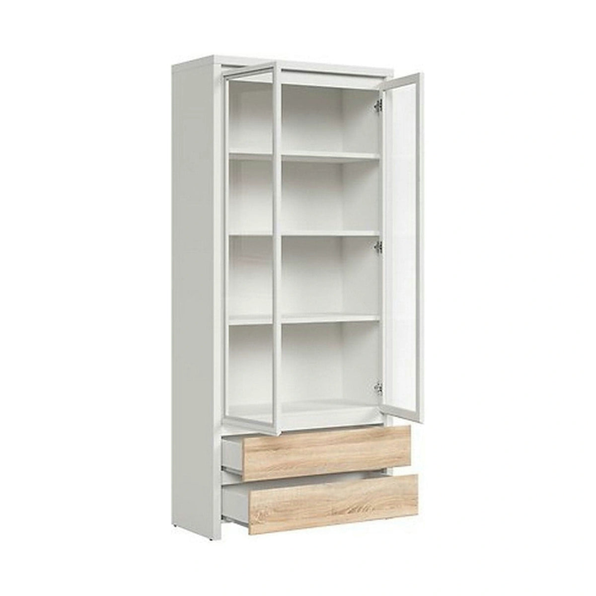 Vitrina KASPIAN, alb/stejar, PAL, 90x41x201 cm