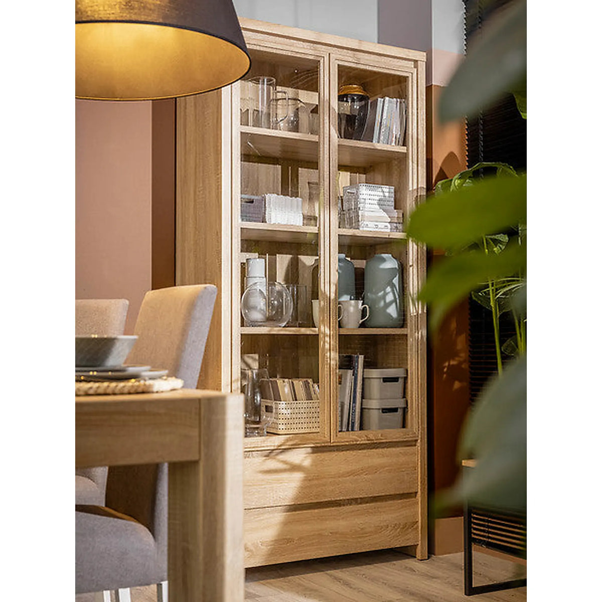 Vitrina KASPIAN, stejar sonoma, PAL, 90x41x201 cm