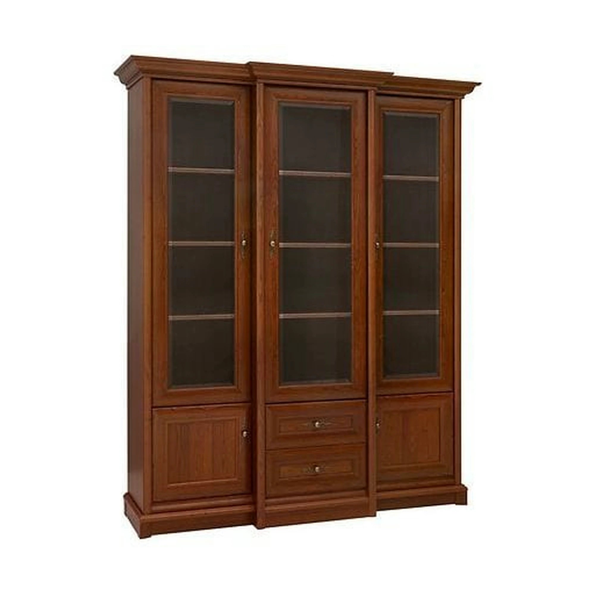 Vitrina KENT, castan, PAL/sticla securizata, 168x43/50x205 cm