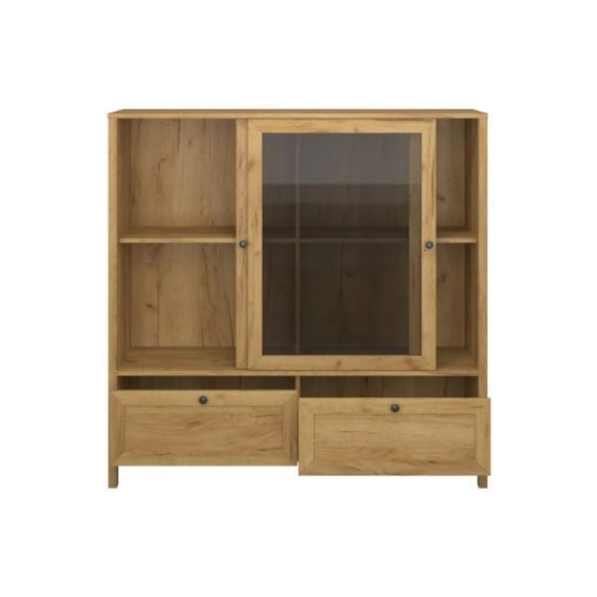 Vitrina KLARK, stejar auriu, PAL laminat, 133x42x134 cm