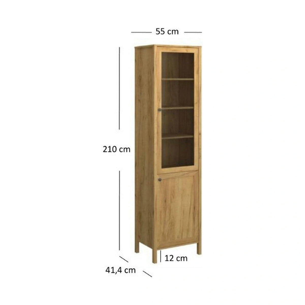 Vitrina KLARK, stejar auriu, PAL laminat, 55x42x210 cm