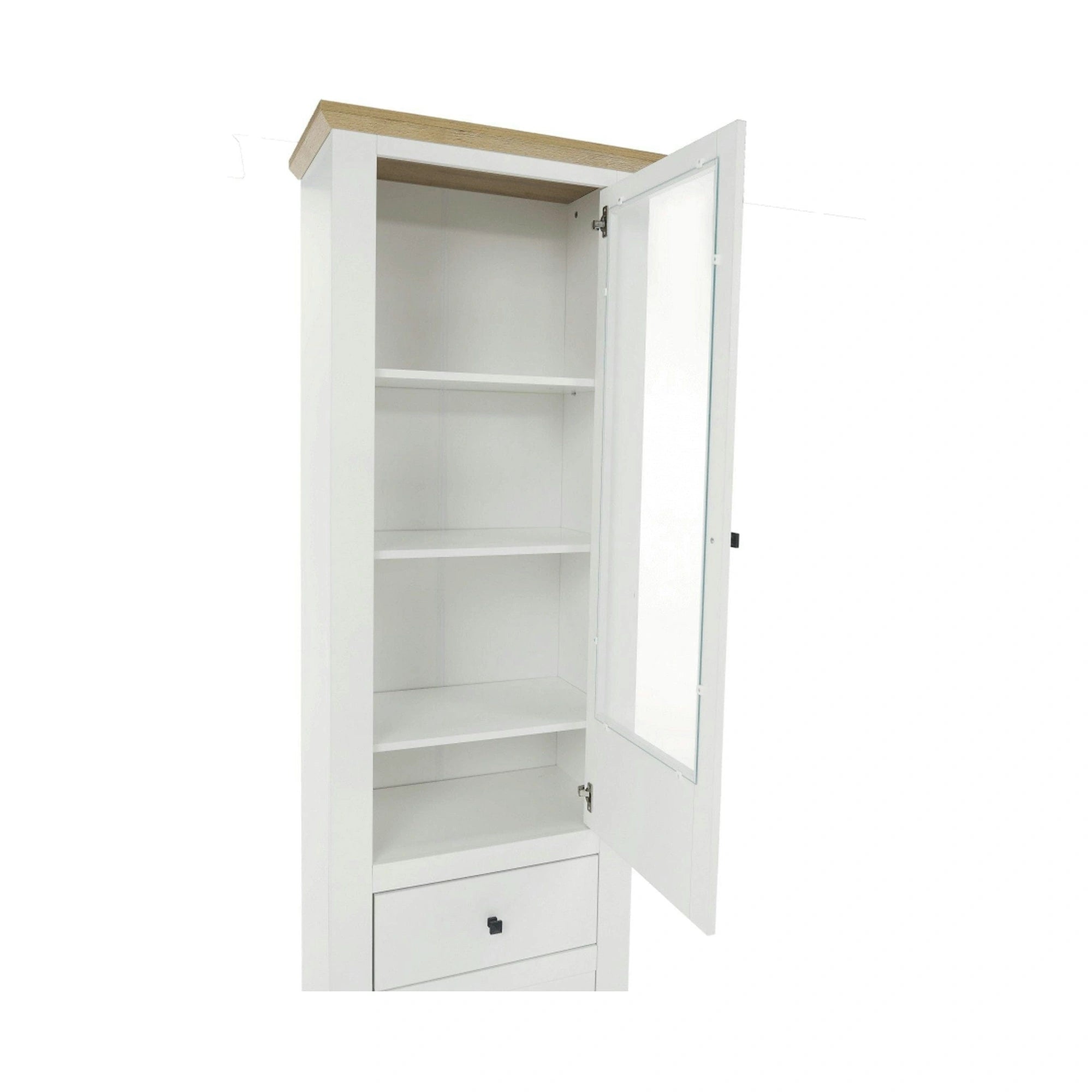Vitrina LEON MZ4, alb/stejar deschis, PAL laminat, 70x40x200 cm