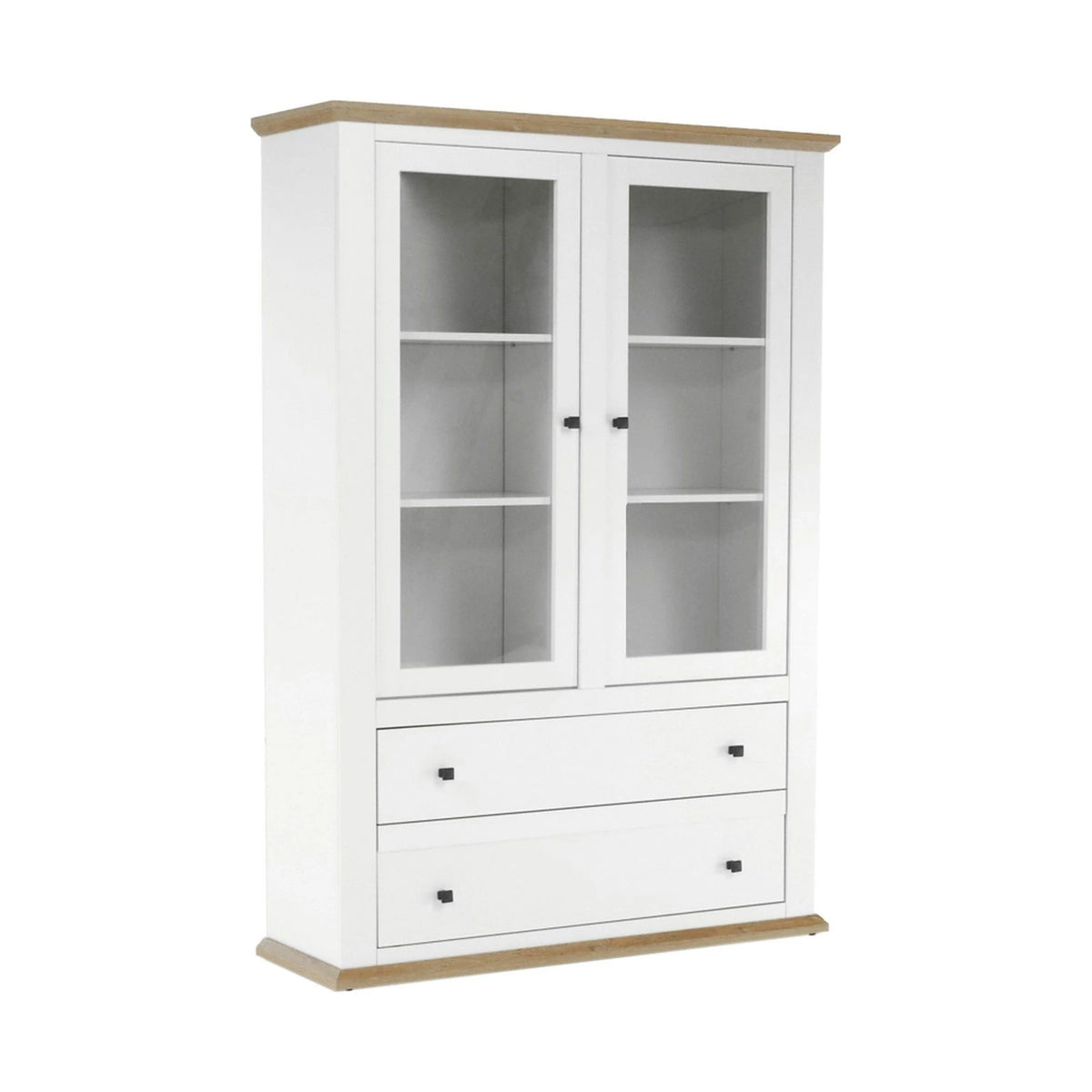 Vitrina LEON MZ5, alb/stejar deschis, PAL laminat, 125x40x180 cm