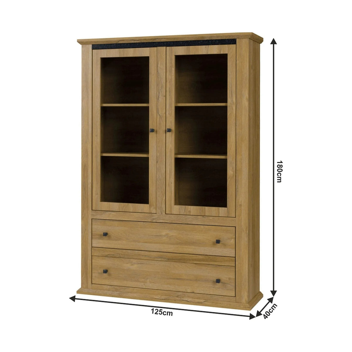 Vitrina LEON MZ5, stejar, PAL laminat, 125x40x180 cm