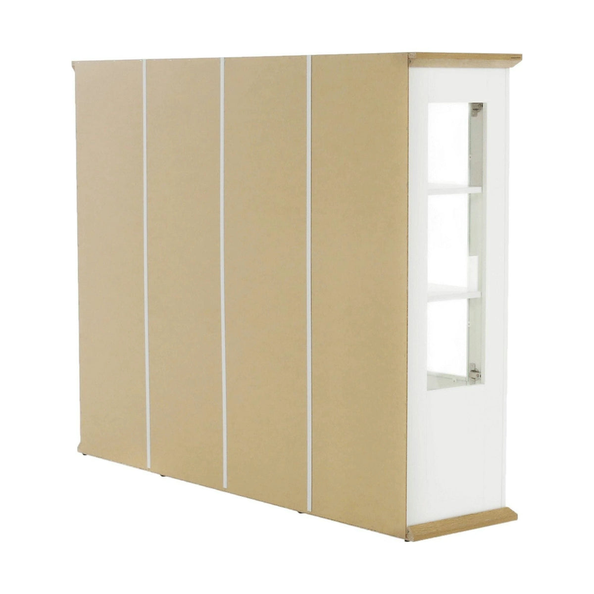 Vitrina LEON MZ6, alb/stejar deschis, PAL laminat, 165x40x130 cm