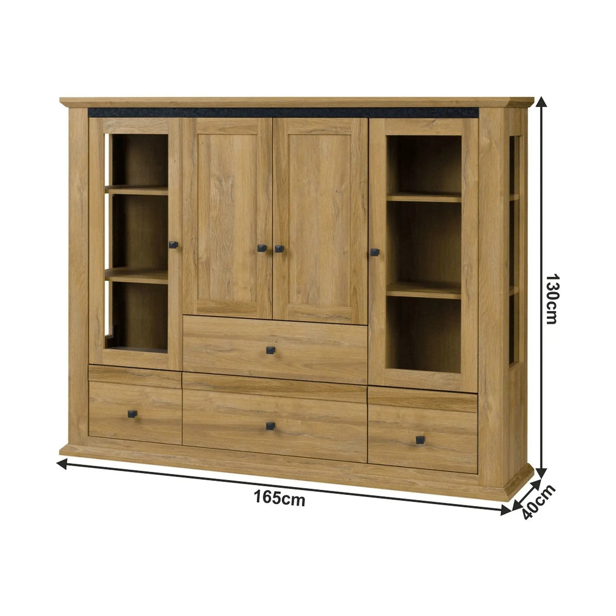 Vitrina LEON MZ6, stejar, PAL laminat, 165x40x130 cm