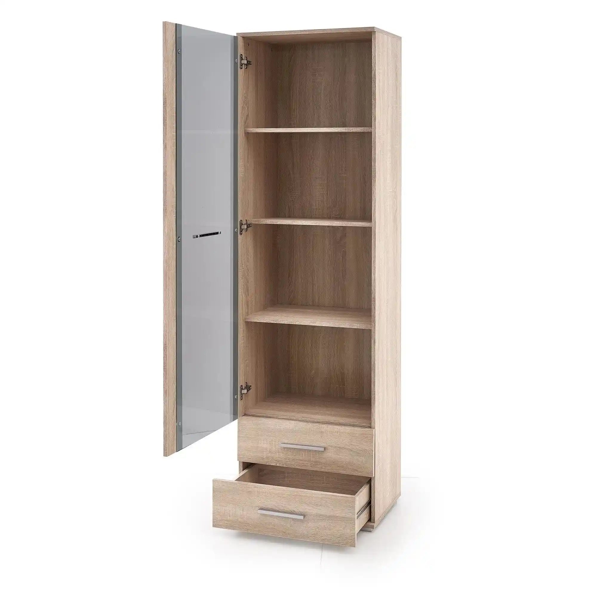 Vitrina LIMA, stejar sonoma, PAL/sticla, 60x40x200 cm