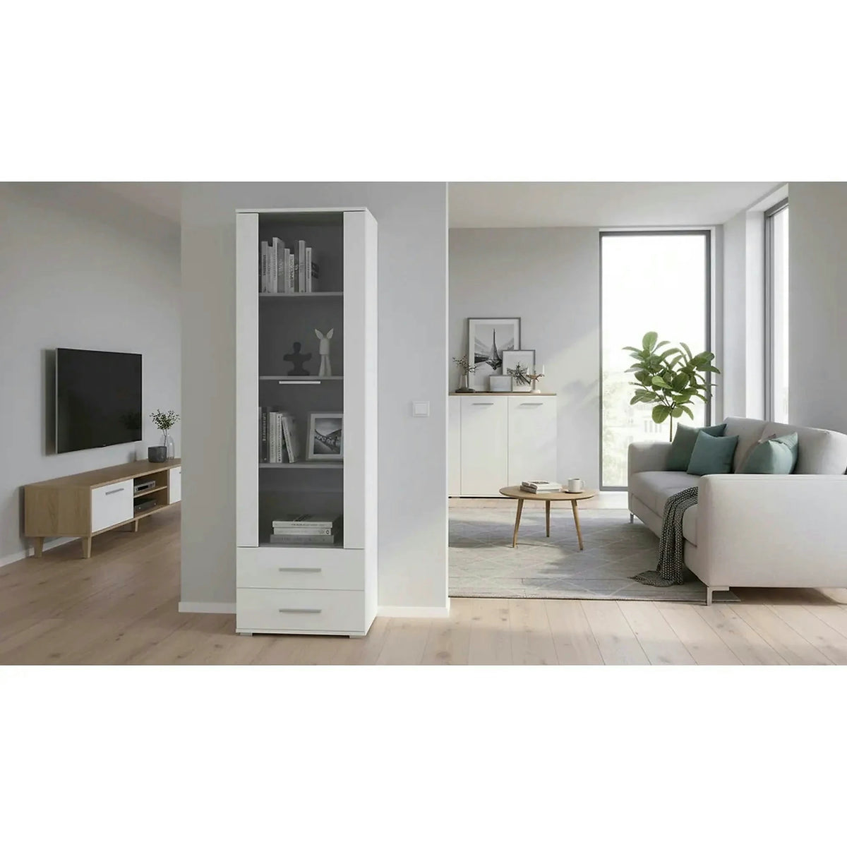 Vitrina LIMA W-1, alb, PAL laminat/sticla, 60x40x200 cm