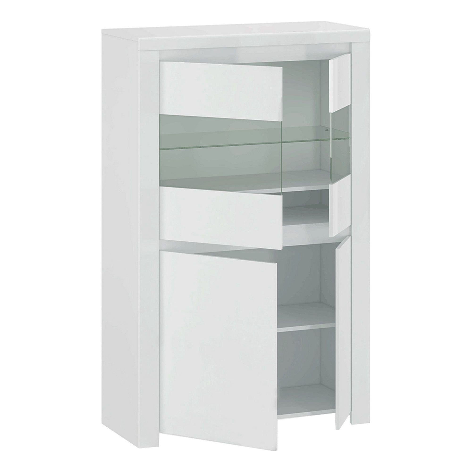 Vitrina LINGO, alb, PAL laminat, sticla, 98x42x157 cm