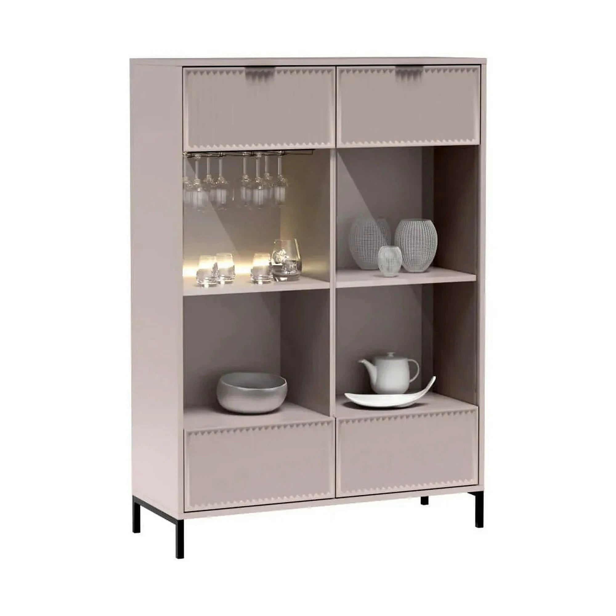 Vitrina LINKASTYLE LS8, casmir, PAL/sticla, 105x41x150 cm