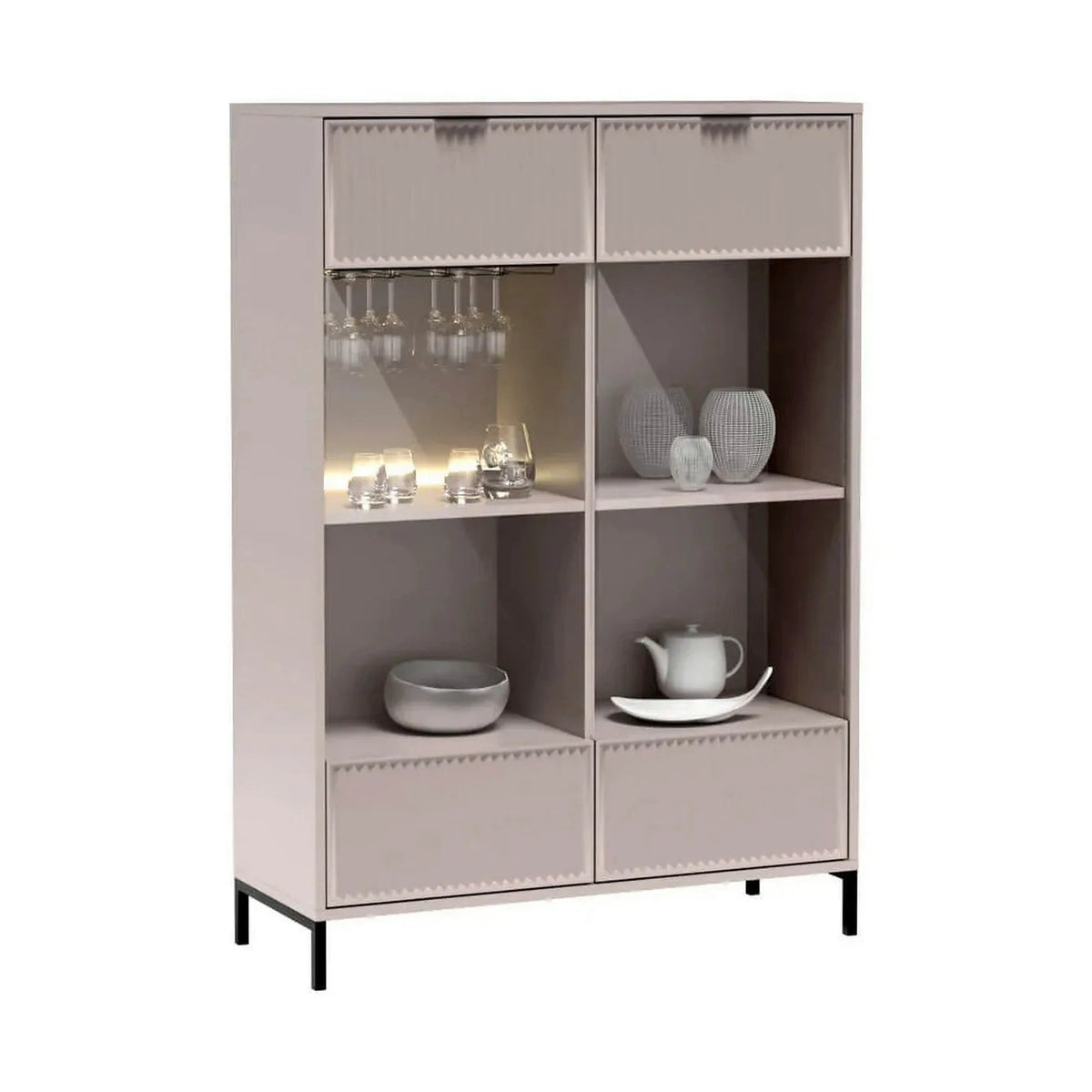 Vitrina LINKASTYLE LS8, casmir, PAL/sticla, 105x41x150 cm