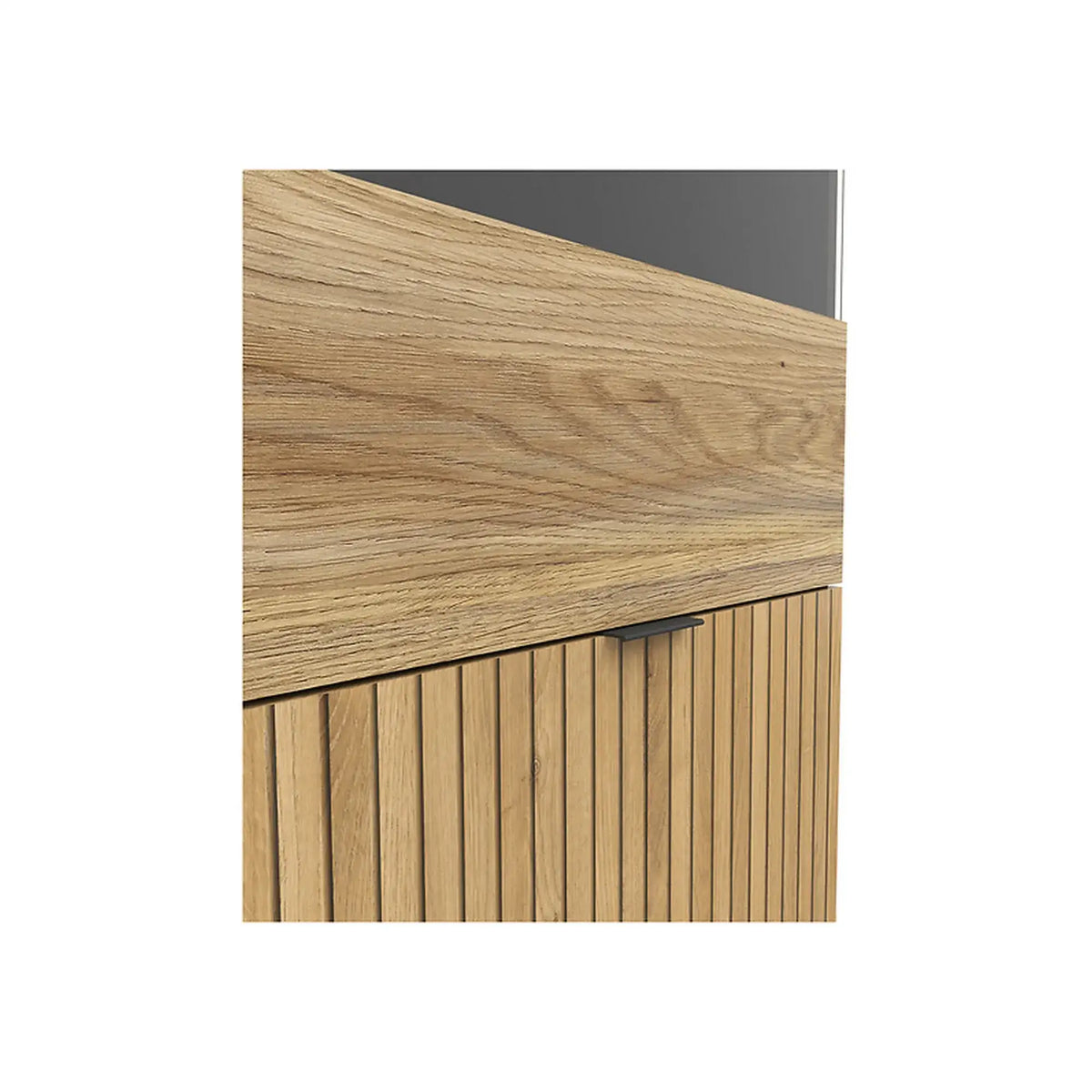 Vitrina LUEN, stejar/negru, PAL laminat/sticla securizata, 57x40x196 cm