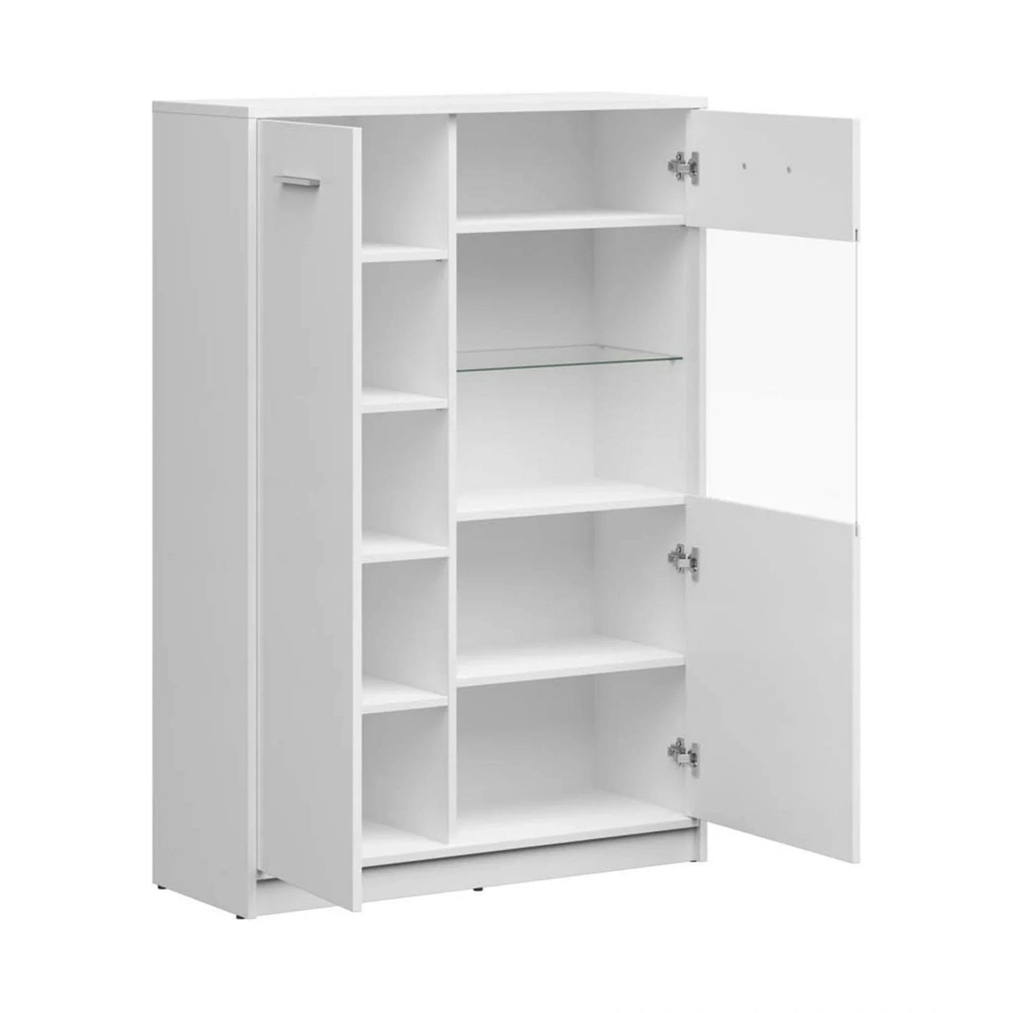 Vitrina NEPO PLUS, alb, PAL laminat/sticla, 90x34x132 cm