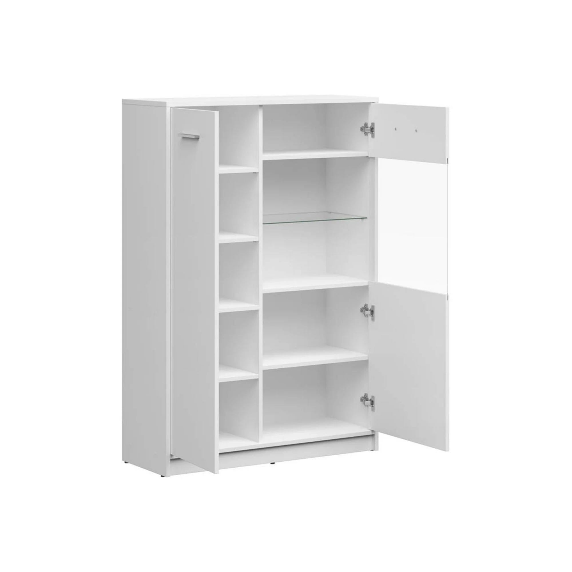 Vitrina NEPO PLUS, alb, PAL laminat/sticla, 90x34x132 cm