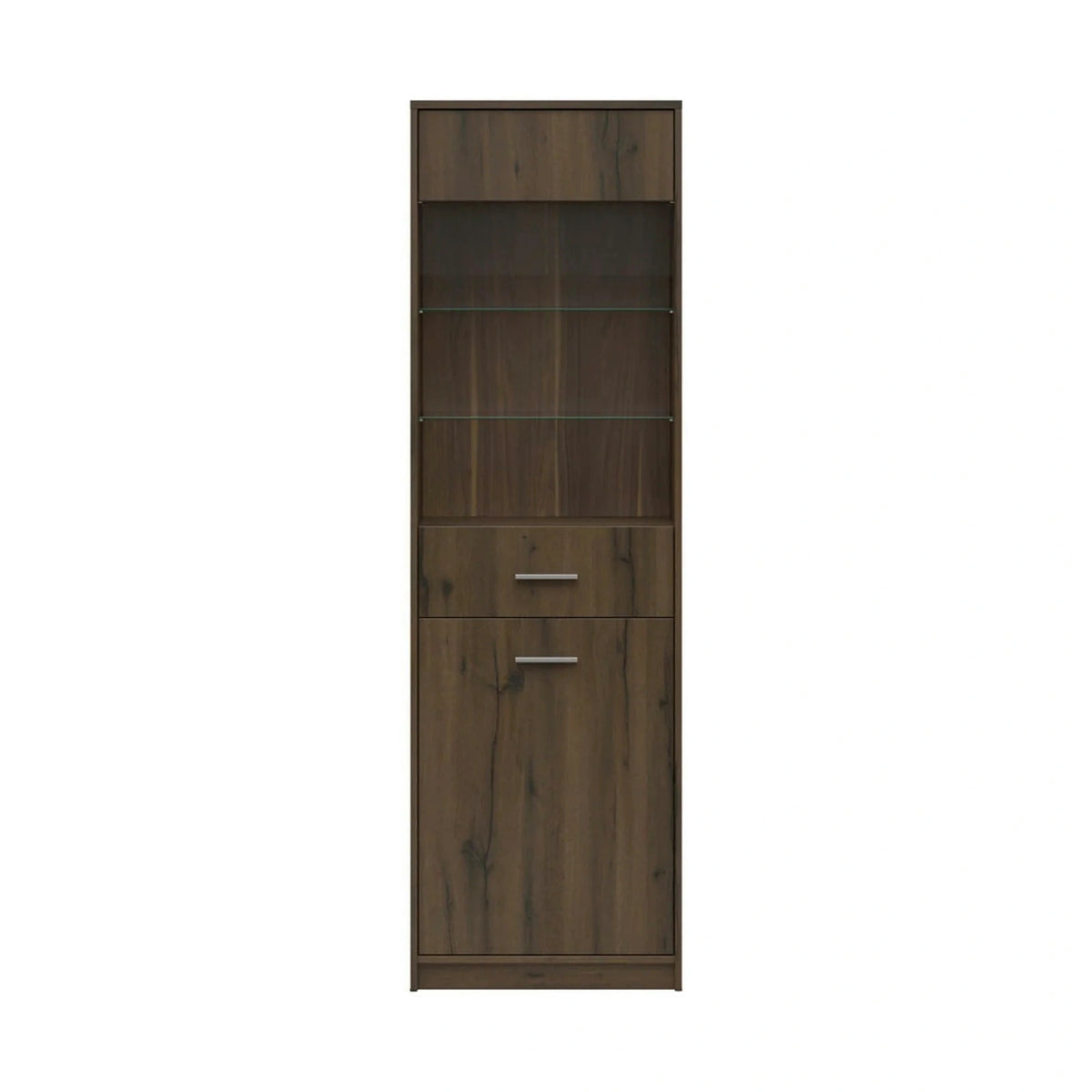 Vitrina NEPO PLUS, stejar nobil, PAL laminat/sticla, 60x34x197 cm