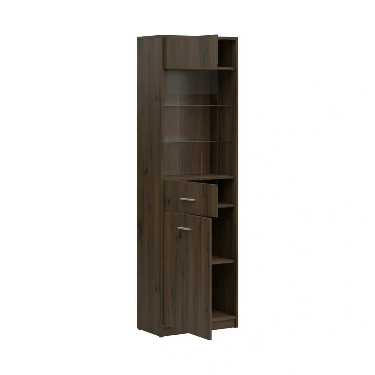 Vitrina NEPO PLUS, stejar nobil, PAL laminat/sticla, 60x34x197 cm