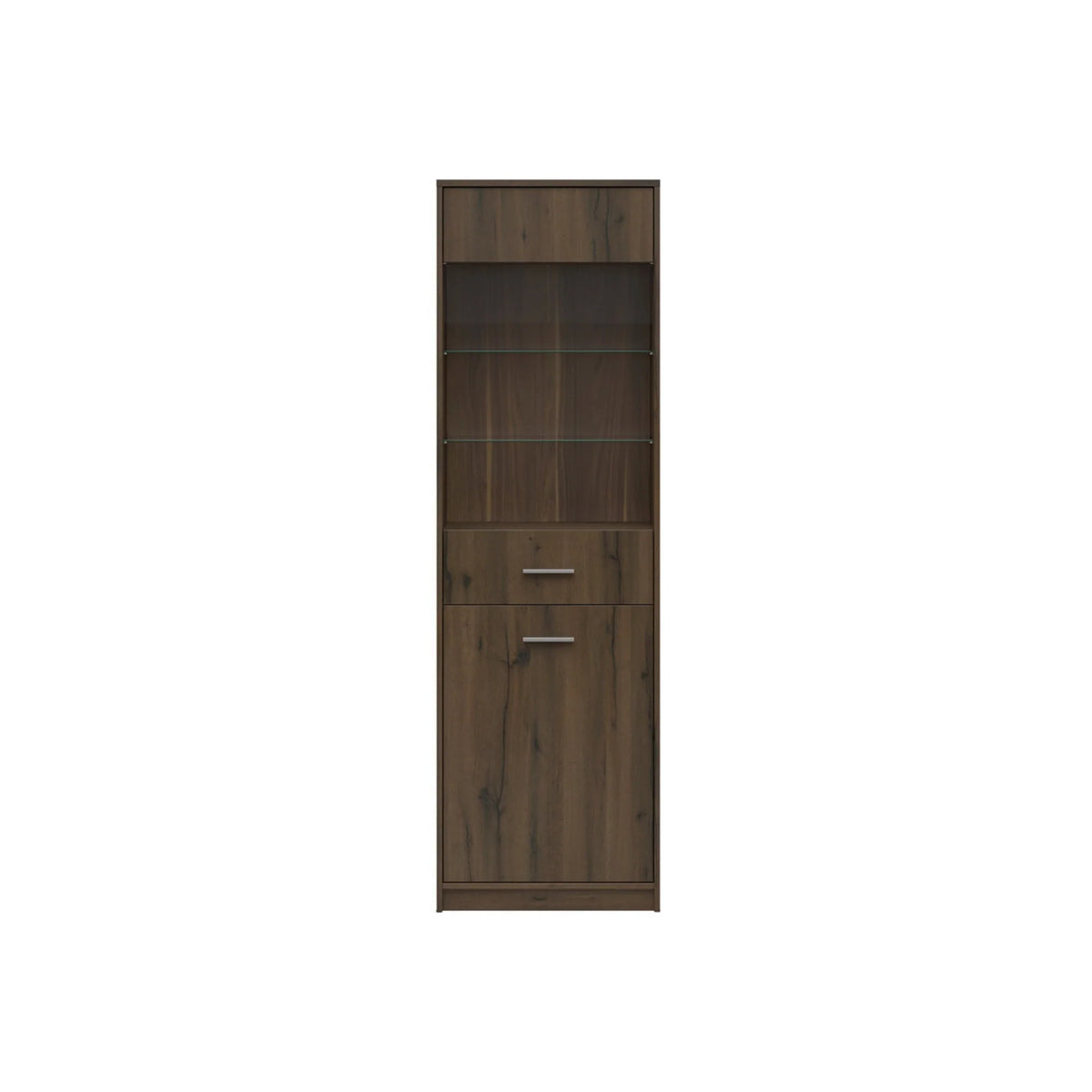 Vitrina NEPO PLUS, stejar nobil, PAL laminat/sticla, 60x34x197 cm