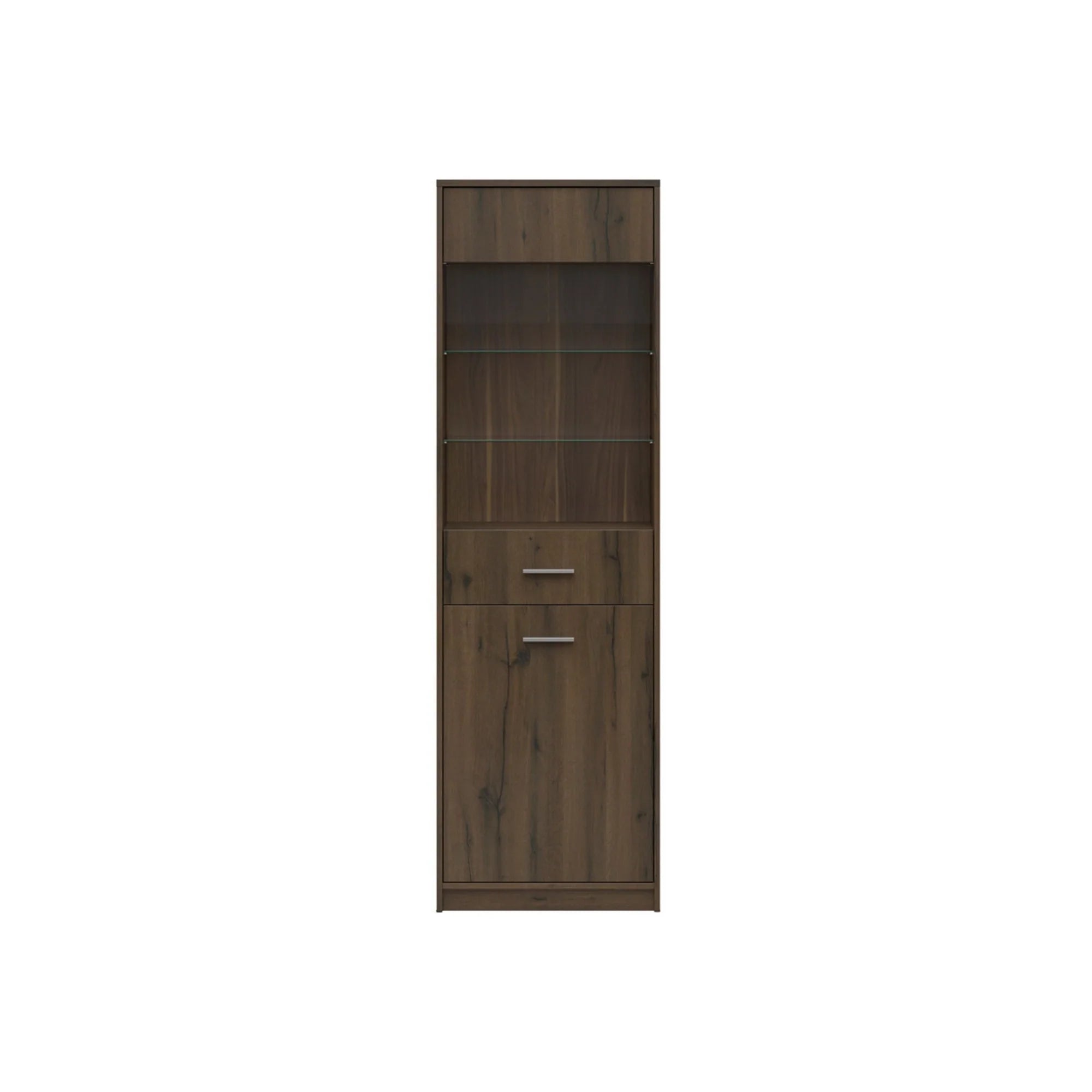 Vitrina NEPO PLUS, stejar nobil, PAL laminat/sticla, 60x34x197 cm