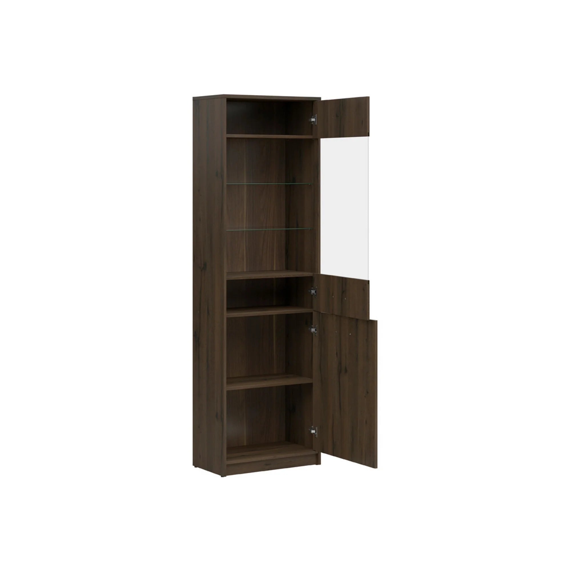 Vitrina NEPO PLUS, stejar nobil, PAL laminat/sticla, 60x34x197 cm