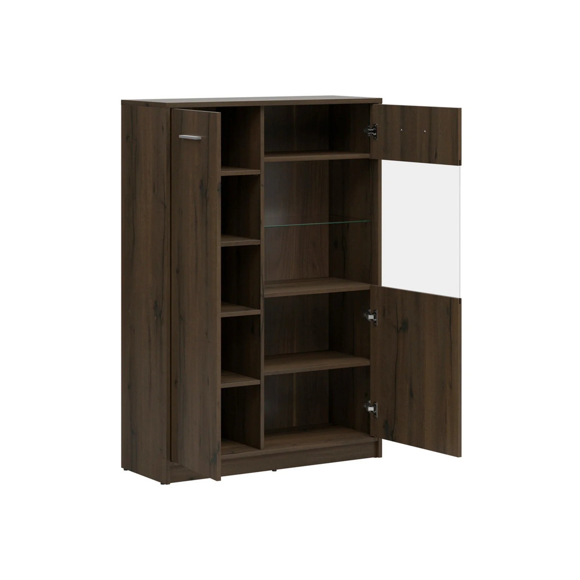 Vitrina NEPO PLUS, stejar nobil, PAL laminat/sticla, 90x34x132 cm