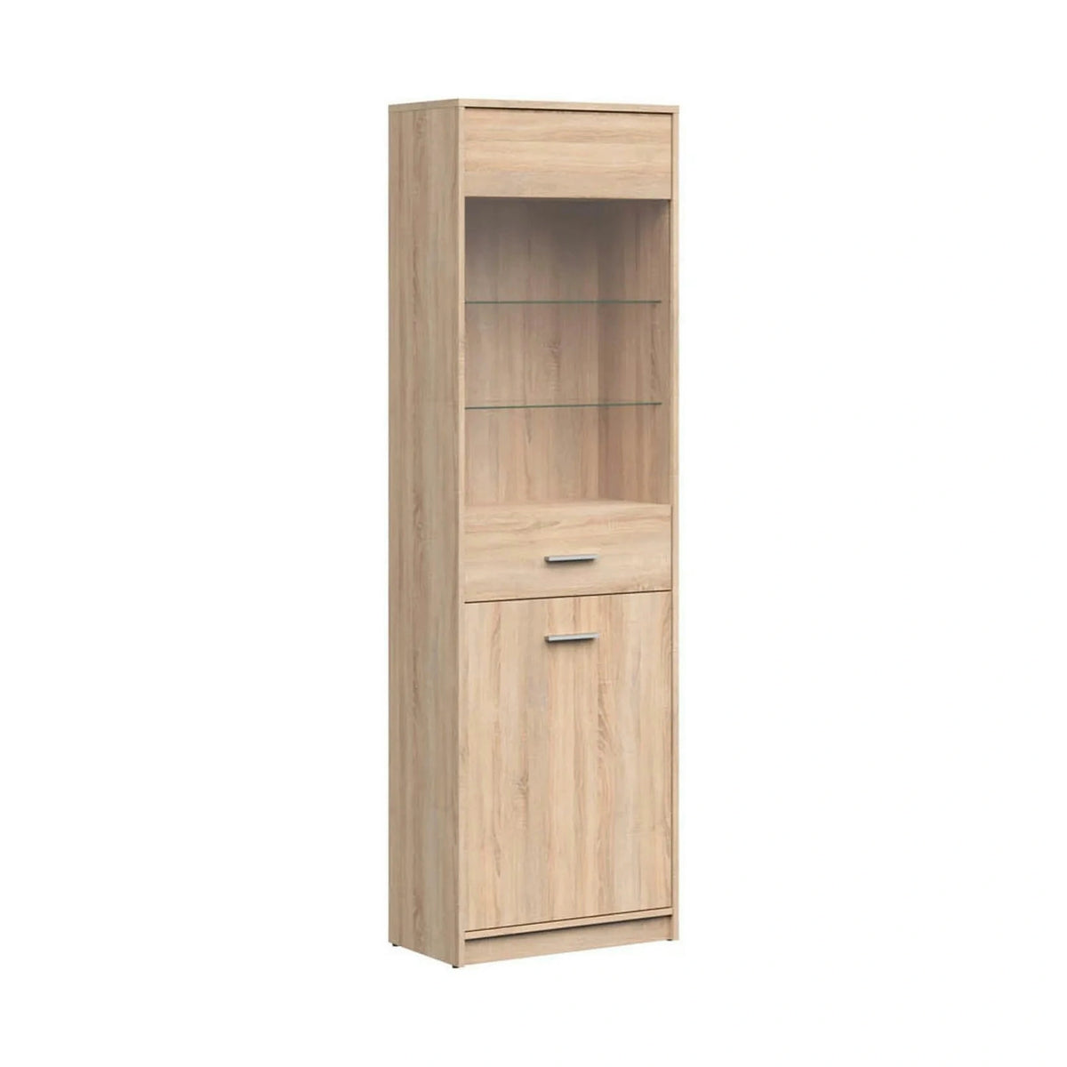 Vitrina NEPO PLUS, stejar sonoma, PAL laminat/sticla, 60x34x197 cm