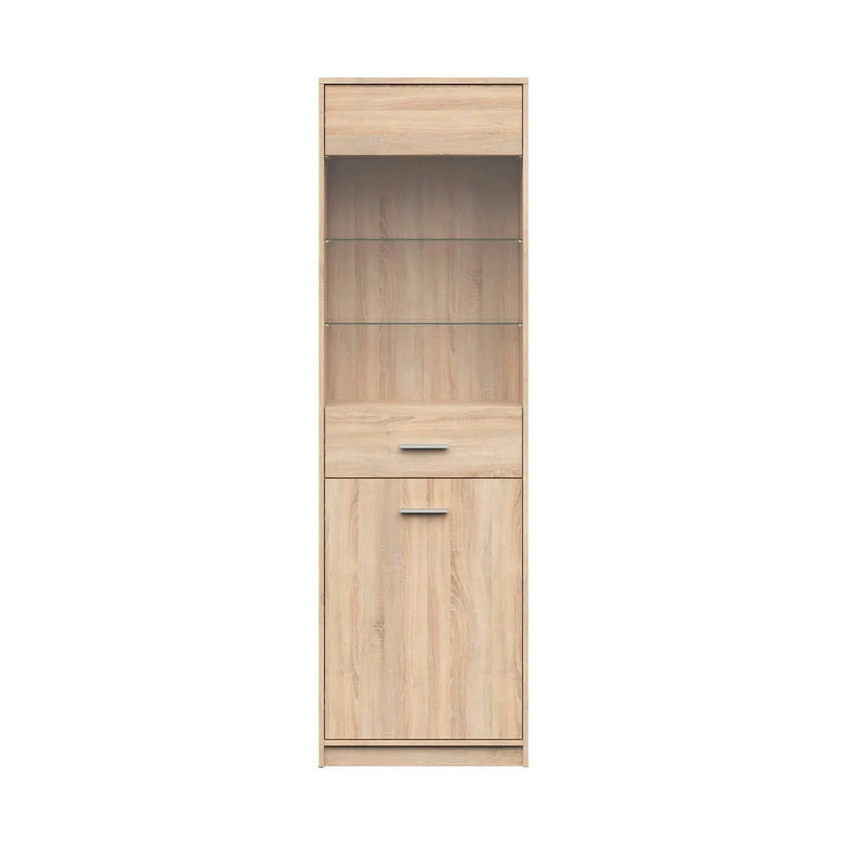 Vitrina NEPO PLUS, stejar sonoma, PAL laminat/sticla, 60x34x197 cm